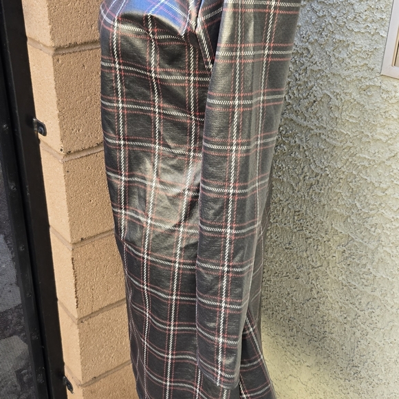 American City Wear Vintage Plaid Faux-Leather Turtleneck Mini Dress - Black - Picture 5 of 9